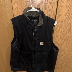 MEN'S MOCK-NECK SHERPA-LINED VEST - LOOSE FIT - WASHED DUCK
